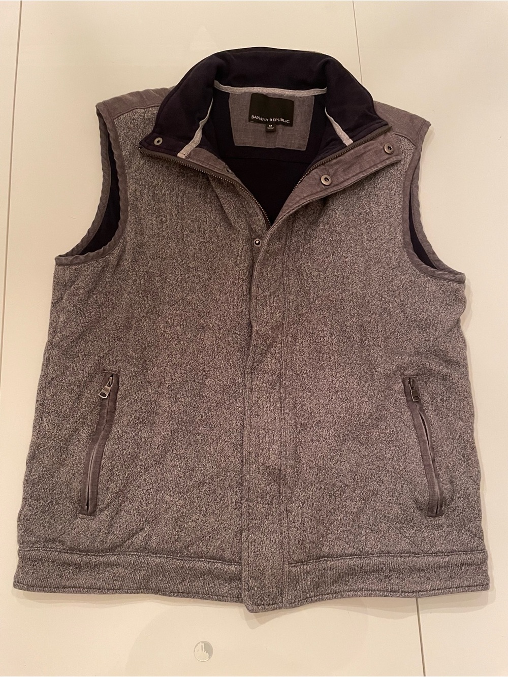 Banana Republic Men's Gray Heather Zip-Front Vest